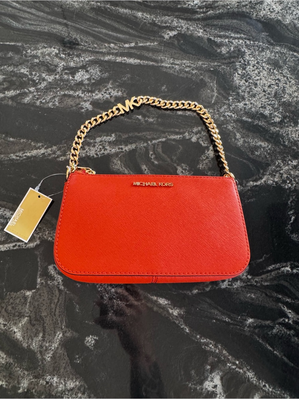 Michael Kors Red Saffiano Mini Chain Shoulder Bag